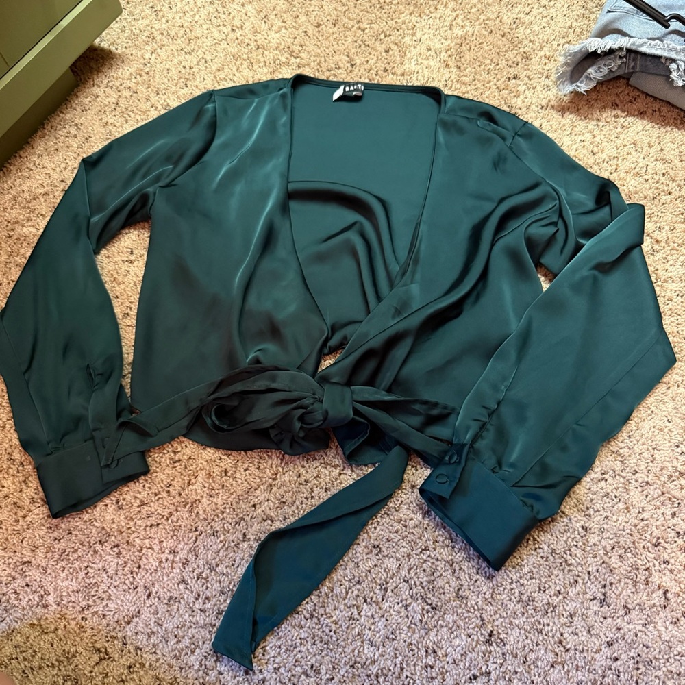 justfab satin tie blouse